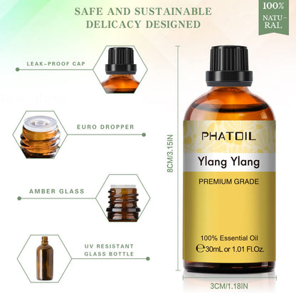PHATOIL Ylang Ylang Essential Oil 30ml – Premium Aromatherapy, Diffuser & DIY