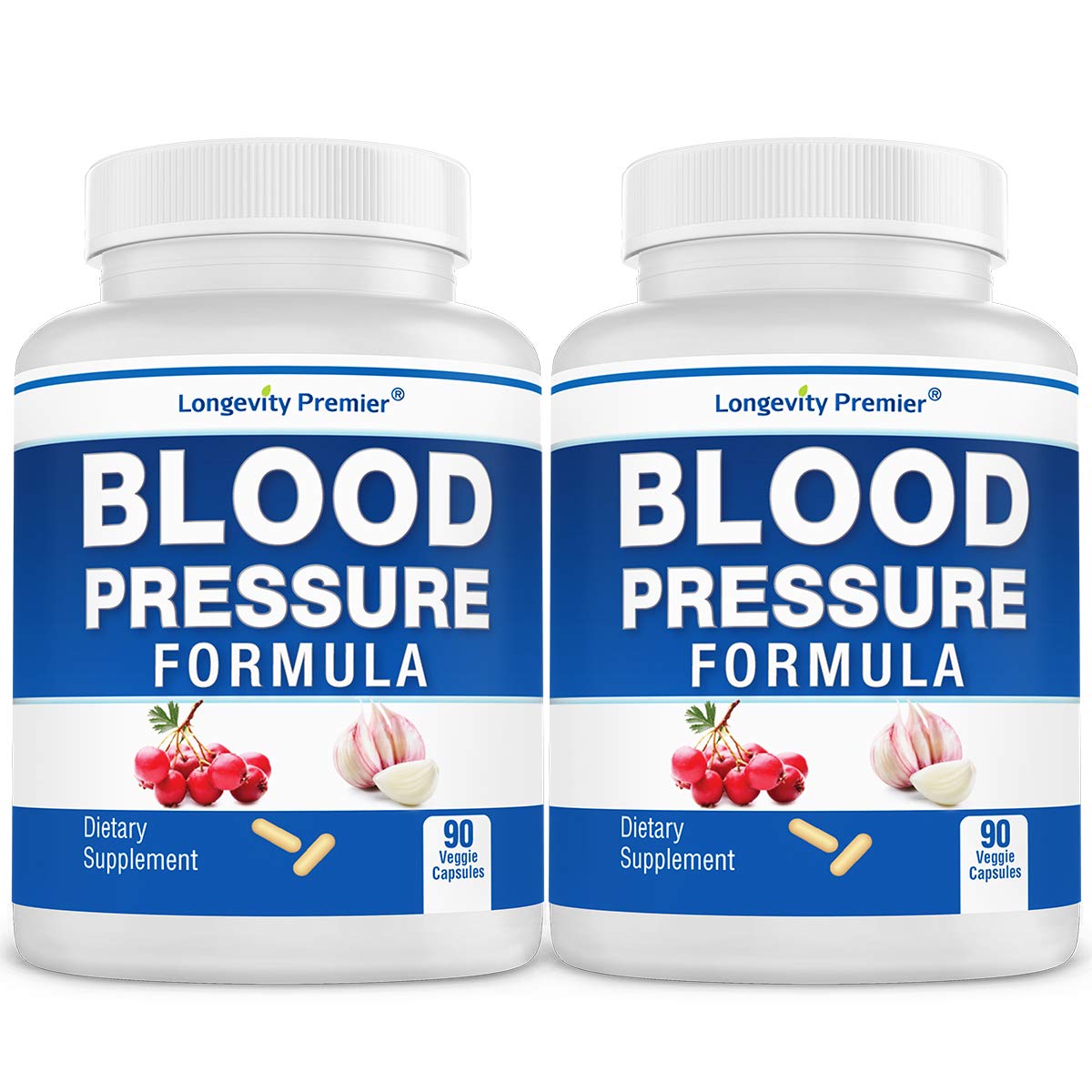 [2-Bottle Value Pack] Longevity Blood Pressure Formula - Scientifically Formulated with Hawthorn & 12+ Quality All Natural Herbs