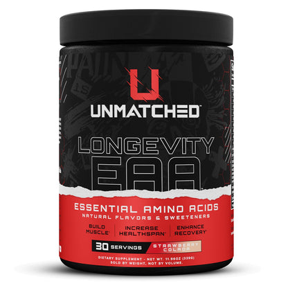 Unmatched Longevity EAA | Essential Amino Acids for Muscle Growth & Recovery | 30 Servings Strawberry Colada