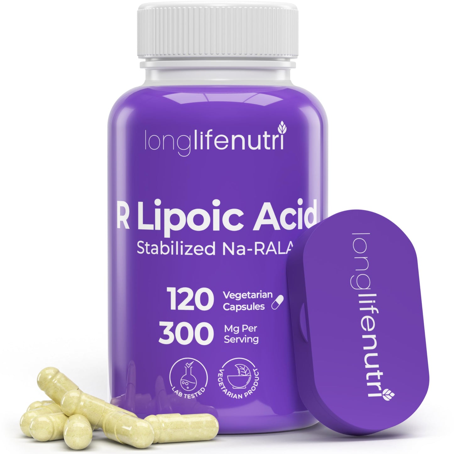 LongLifeNutri Stabilized R-Alpha Lipoic Acid 300mg – 120 Veg Capsules, 4-Month Supply, Made in USA