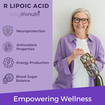 LongLifeNutri Stabilized R-Alpha Lipoic Acid 300mg – 120 Veg Capsules, 4-Month Supply, Made in USA