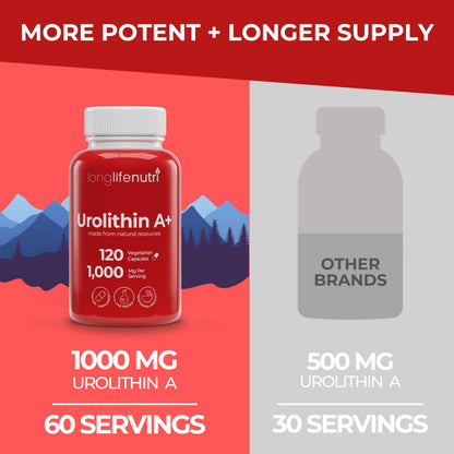 LongLifeNutri Urolithin A+ 1000mg – Advanced Formula, 2-Month Supply, Organic, USA Made