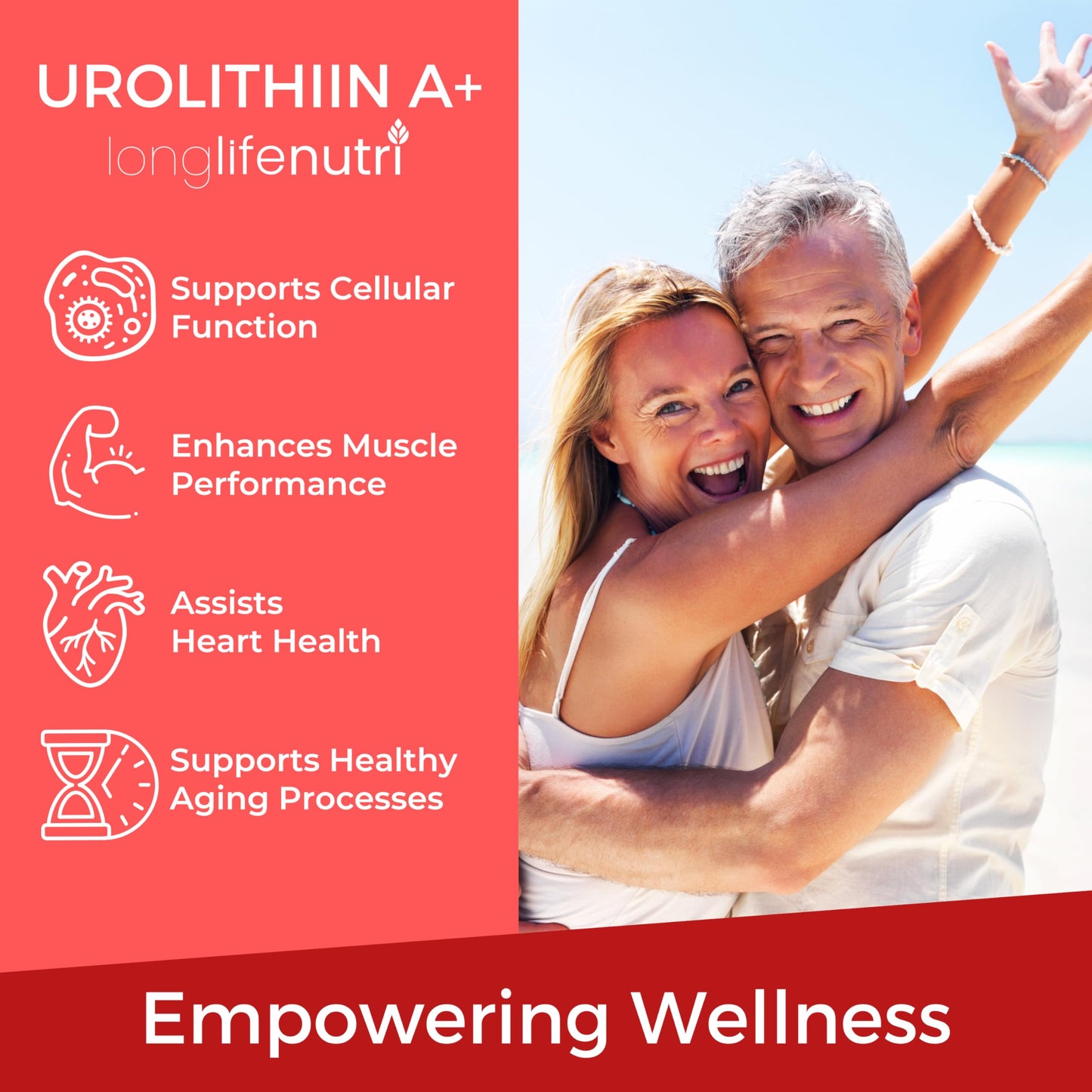 LongLifeNutri Urolithin A+ 1000mg – Advanced Formula, 2-Month Supply, Organic, USA Made