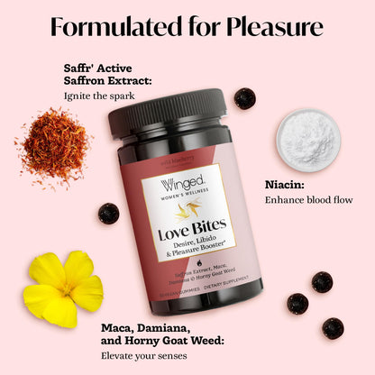 Winged Wellness Love Bites | Libido Booster for Women with Maca, Damiana & Horny Goat Weed
