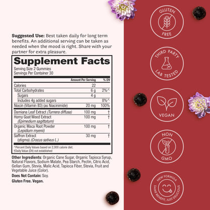 Winged Wellness Love Bites | Libido Booster for Women with Maca, Damiana & Horny Goat Weed