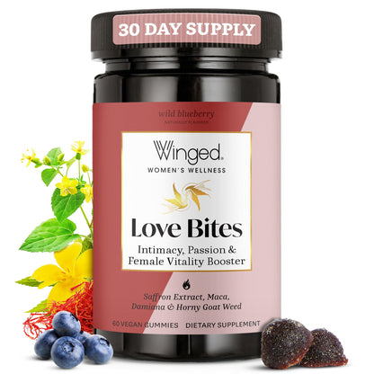 Winged Wellness Love Bites | Libido Booster for Women with Maca, Damiana & Horny Goat Weed