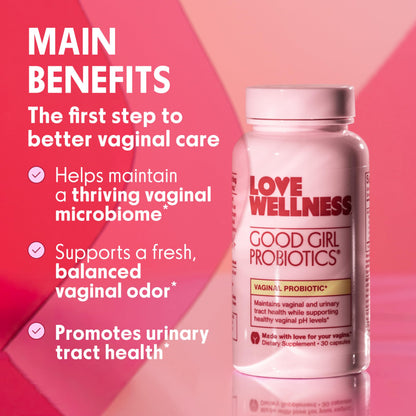 Love Wellness Good Girl Probiotics — 9-Strain Vaginal Health Probiotic for pH Balance, UTIs, Yeast, and Immune Support | Gluten-Free