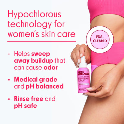 Love Wellness Intimate Skin Support Spray – FDA-Cleared HOCl Cleanser (4 oz) – Fragrance-Free & pH-Balanced
