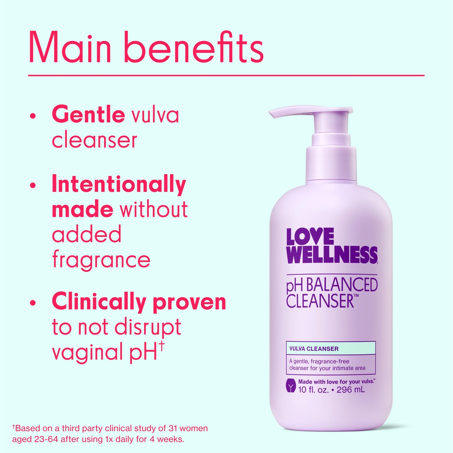 Love Wellness pH Balancing Cleanser | Fragrance-Free Feminine Wash for Sensitive Skin (10 oz)