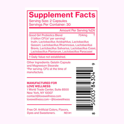 Love Wellness Good Girl Probiotics – Vaginal Health & pH Balance