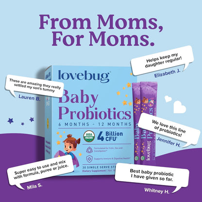 LOVEBUG Probiotics for Babies – Organic 6-12 Months | Immune & Digestive Support
