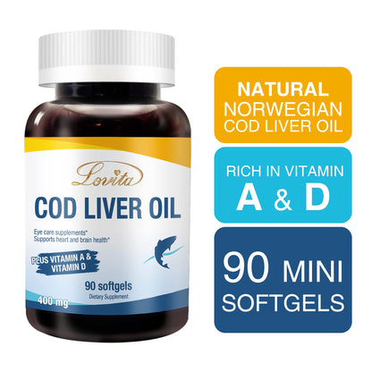 Lovita Norwegian Cod Liver Oil - High Absorption TG, Burpless, 90 Softgels (Pack of 3)