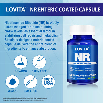 Lovita Liposomal NR 1000 mg with Quercetin & Trans-Resveratrol | Vegan Capsules