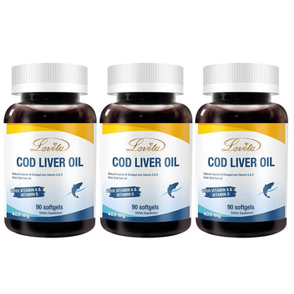 Lovita Norwegian Cod Liver Oil - High Absorption TG, Burpless, 90 Softgels (Pack of 3)