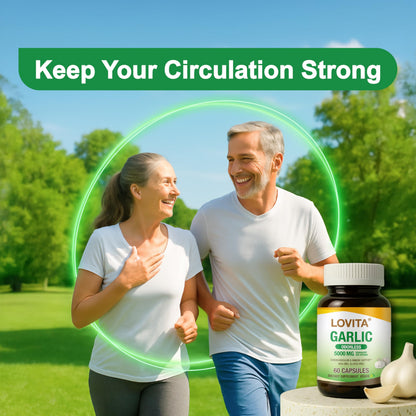 LOVITA Odorless Garlic Capsules – 5000mg Fresh Garlic Equivalent, 1.25% Allicin | Heart Health & Immune Support | Vegan, Non-GMO, Gluten-Free | 300 Capsules