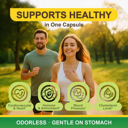 LOVITA Odorless Garlic Capsules – 5000mg Fresh Garlic Equivalent, 1.25% Allicin | Heart Health & Immune Support | Vegan, Non-GMO, Gluten-Free | 300 Capsules