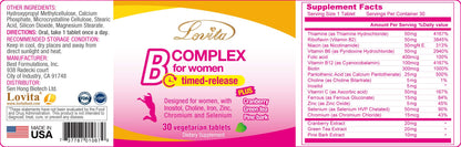 Lovita Vitamin B Complex for Women – Timed Release, 30 Veg Tablets (Pack of 3)