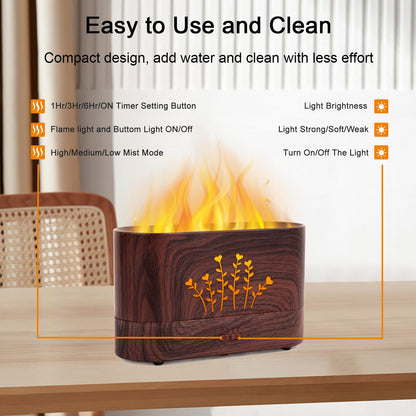 LOVME Flame Aromatherapy Humidifier - 300ml - Auto Shut-Off - Large Room Diffuser