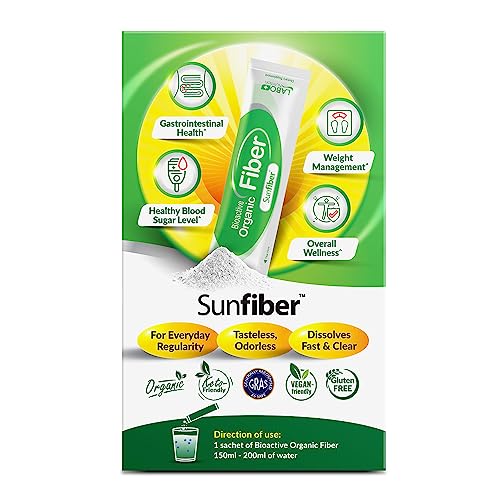LABO Nutrition Bioactive Organic Fiber – Sunfiber PHGG Prebiotic Fiber for Digestive Health, 30 Sachets