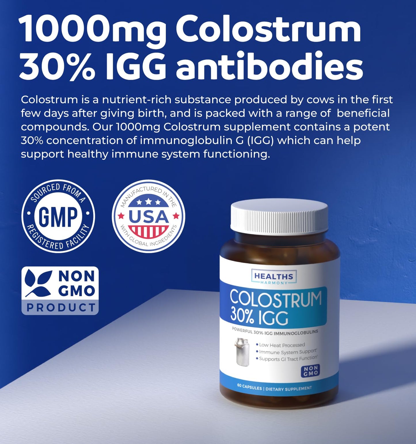 Bovine Colostrum for Women – 1,000mg per Serving, 30% IgG, Made in USA