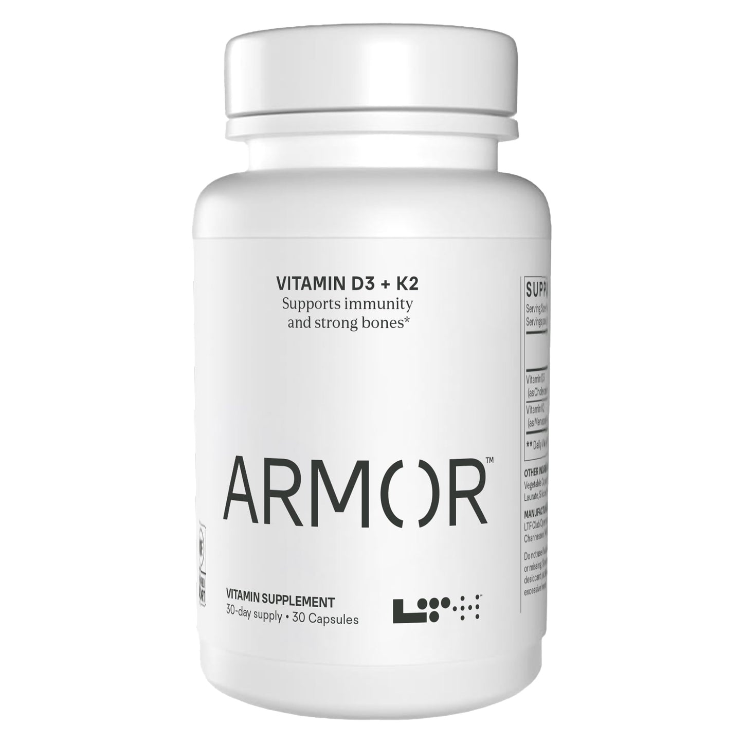LTH Armor Vitamin D3 & K2 – Immune, Heart & Vessel Support (30 Caps)