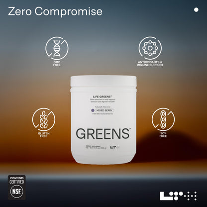 LTH Life Greens – Probiotic Superfood Powder with Enzymes & Fiber (Mixed Berry, 30 Servings)