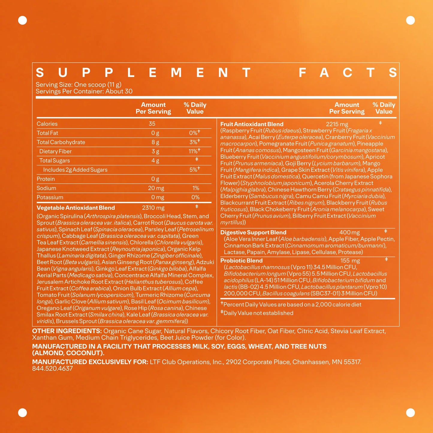 LTH Life Greens – Probiotic Superfood Powder with Enzymes & Fiber (Mixed Berry, 30 Servings)