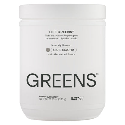 LTH Life Greens – Premium Superfood Powder with Probiotics & Enzymes (Cafe Mocha, 11.75 oz)