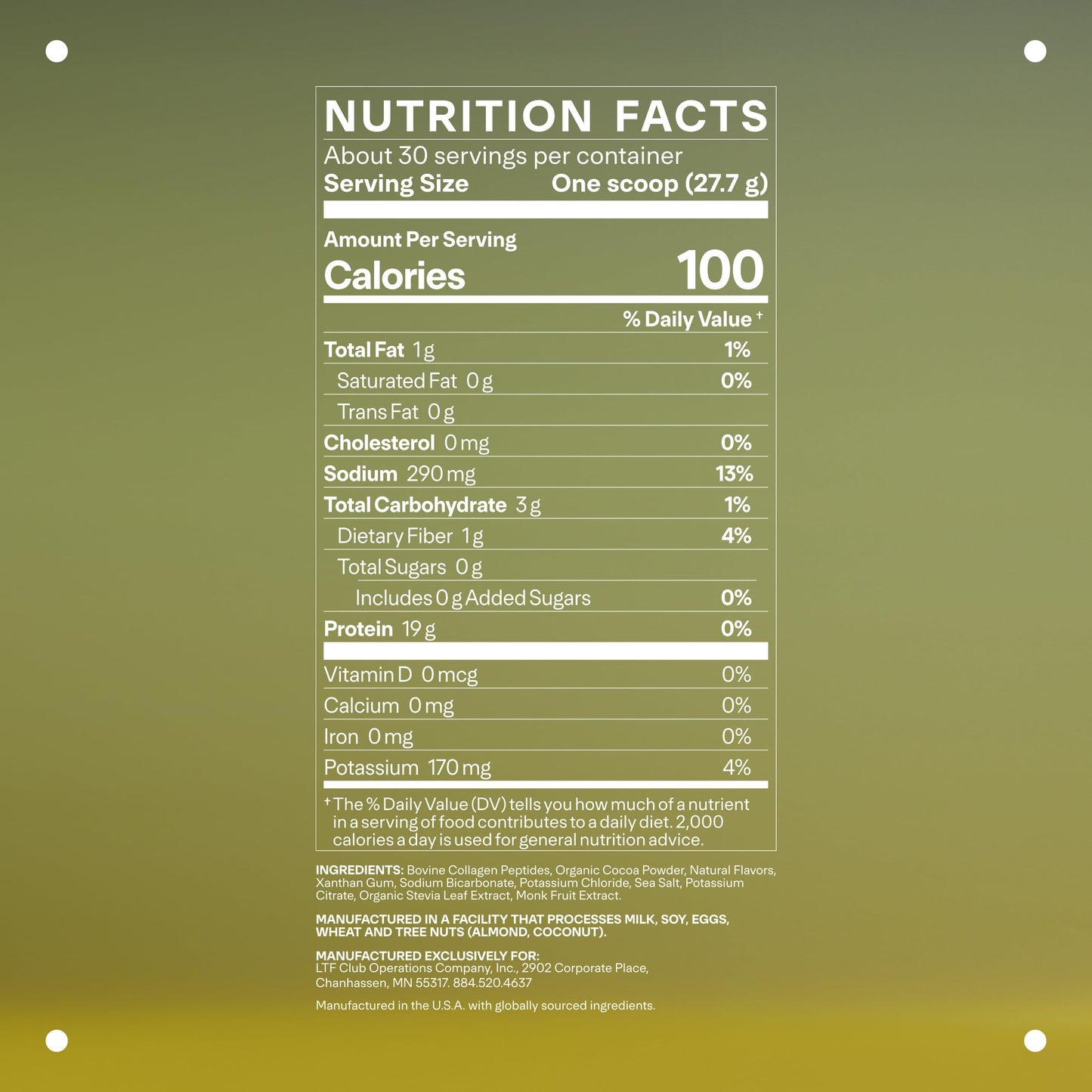 LTH Prime Collagen Peptides – Digestive Health, Joints, Hair & Skin | Grass-Fed Chocolate | 30 Servings