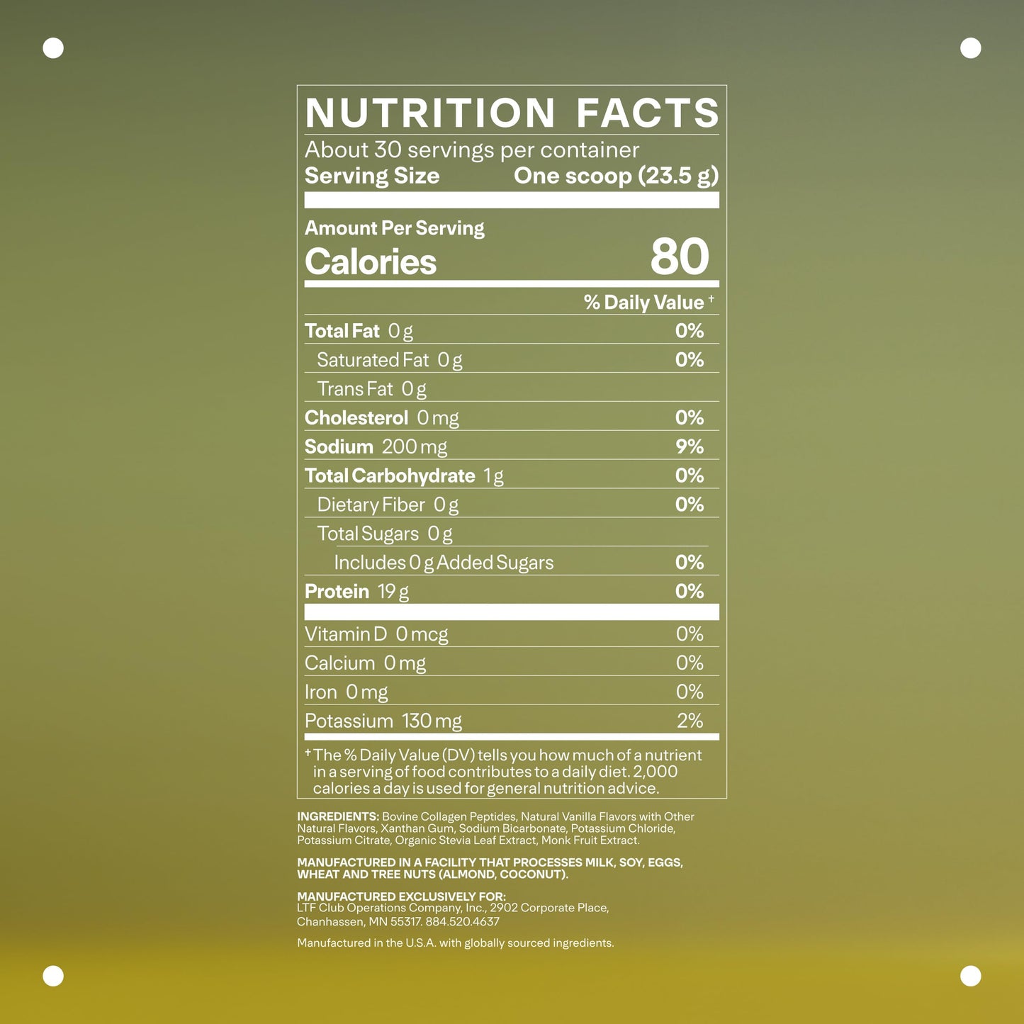 LTH Prime Collagen Peptides - Grass-Fed Vanilla, 30 Servings | Supports Joints, Digestive Health, Hair & Skin