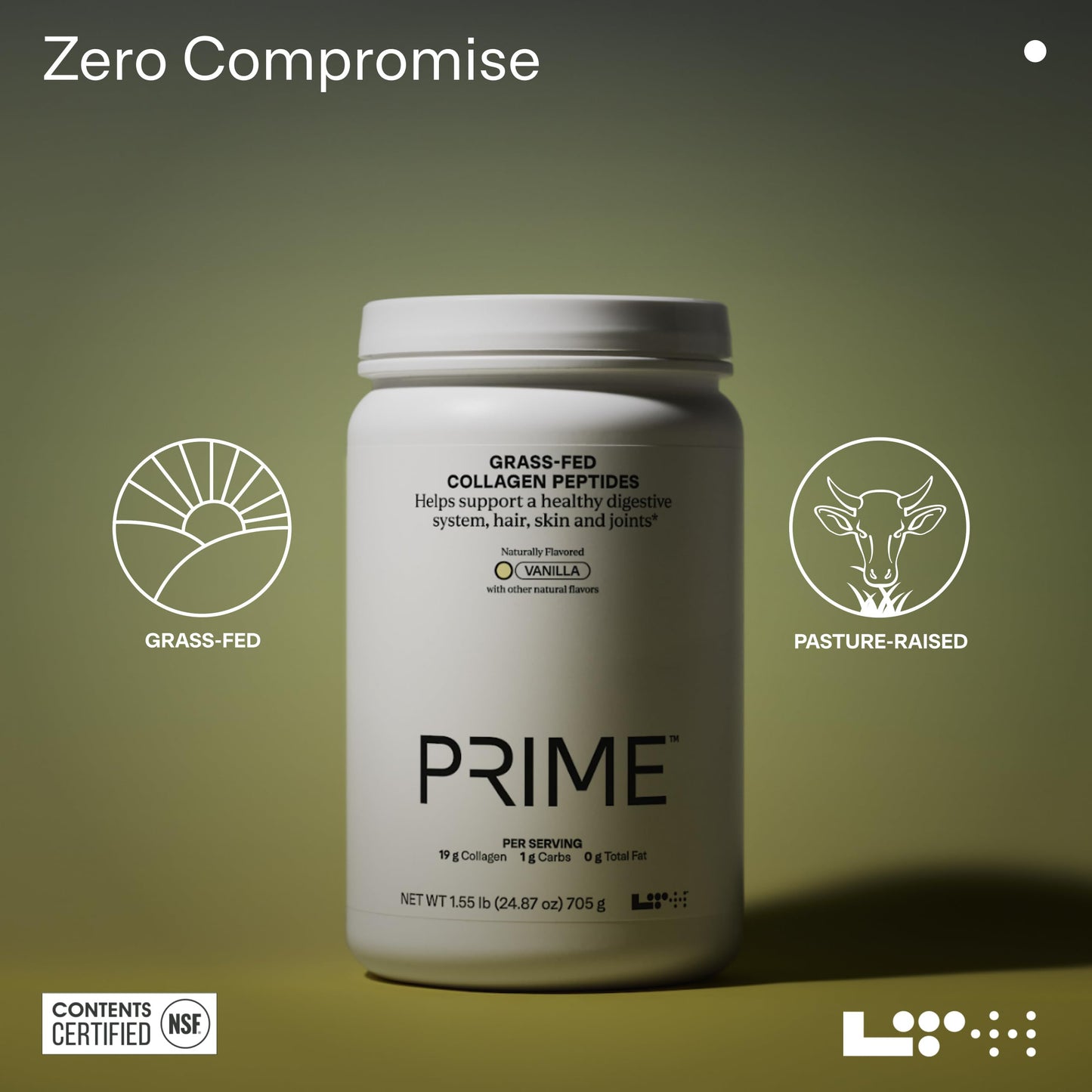 LTH Prime Collagen Peptides - Grass-Fed Vanilla, 30 Servings | Supports Joints, Digestive Health, Hair & Skin