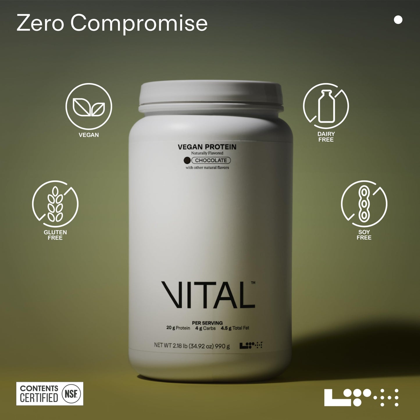 LTH Vital Vegan Protein - Trusted by Life Time Members | Plant-Based Pea Protein - Chocolate, 30 Servings