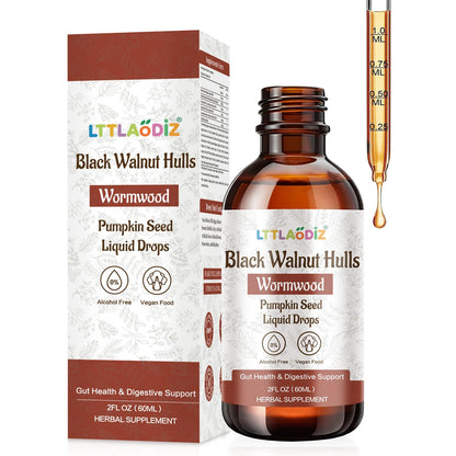LTTLAODIZ Black Walnut & Wormwood Tincture – Digestive Health, Alcohol-Free, 2oz