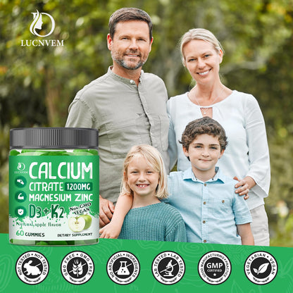 (2 Pack) Calcium Citrate 1200 mg Gummies with Vitamin D3 – Bone & Teeth Support (60 Day Vegan)