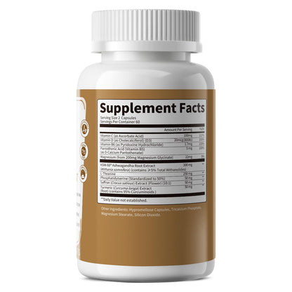 Lukaree 10-in-1 Cortisol Supplements – KSM-66 Ashwagandha + L-Theanine, 120 Caps (2 Pack)