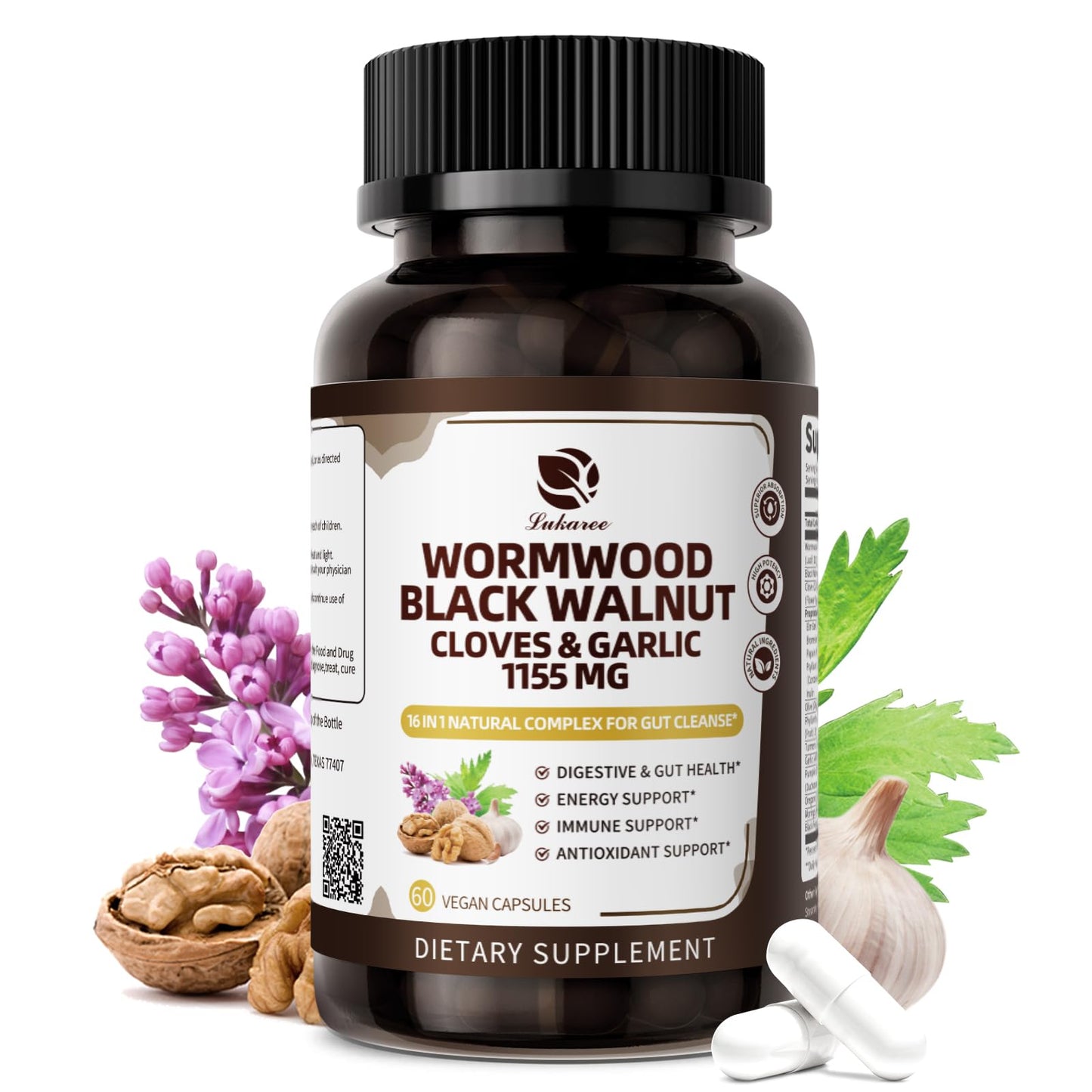 Lukaree 16-in-1 Wormwood & Black Walnut Capsules | Liposomal 98% Absorption