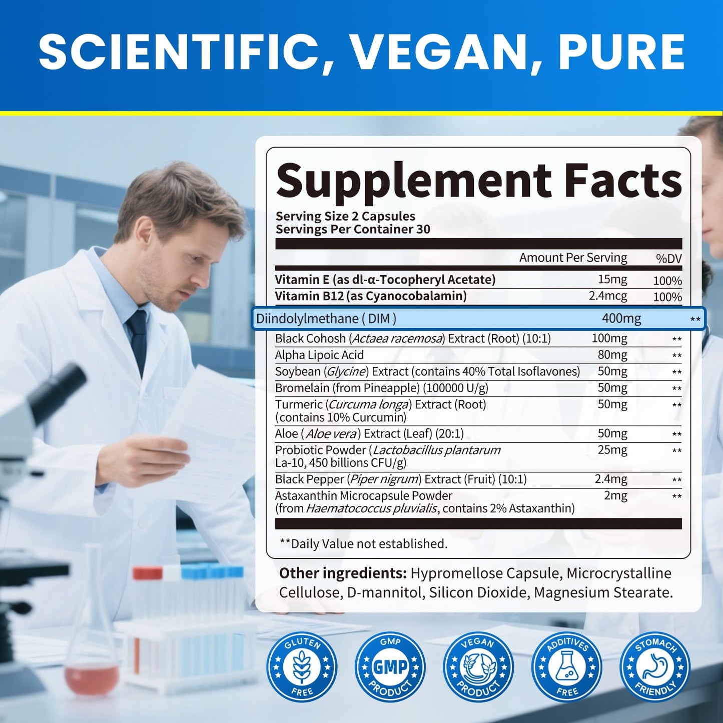 Lukaree DIM Supplement 400MG for Women | Liposomal Estrogen Support & Antioxidant | Vegan 60 Count