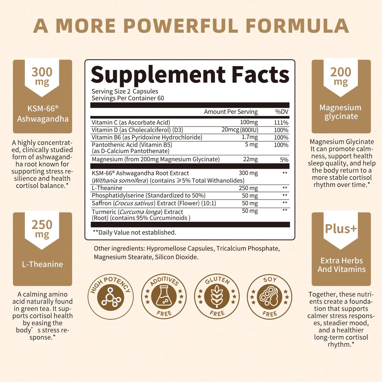 Lukaree 10-in-1 Cortisol Supplements – KSM-66 Ashwagandha + L-Theanine, 120 Caps (2 Pack)