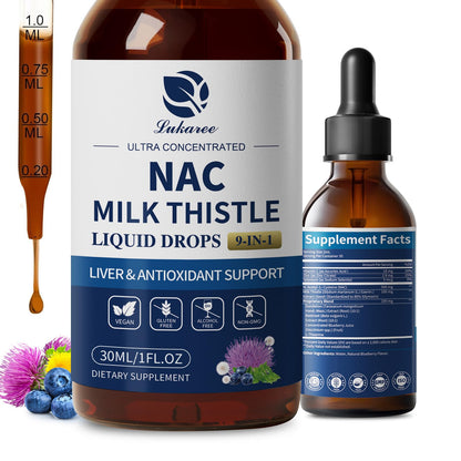 Lukaree Liposomal NAC 600mg Drops with Milk Thistle – Liver & Kidney Support (Vegan, Non-GMO) 2oz