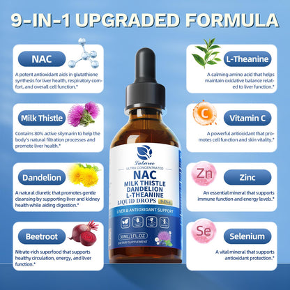 Lukaree Liposomal NAC 600mg Drops with Milk Thistle – Liver & Kidney Support (Vegan, Non-GMO) 2oz