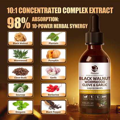 Lukaree Wormwood Black Walnut Clove Tincture – 10:1 Liposomal Digestive Detox (98% Absorption)