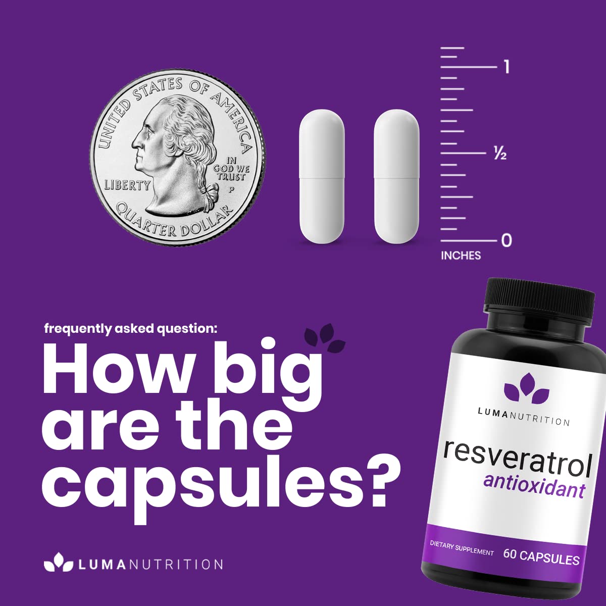 Luma Nutrition Resveratrol 98% Trans-Resveratrol – 600mg, 60 Caps, Vegan & Gluten-Free