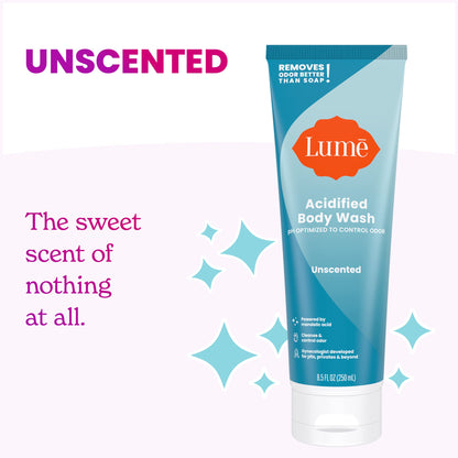 Lume Acidified Body Wash - 24 Hour Odor Control (Unscented) - 8.5 oz | OB/GYN Developed