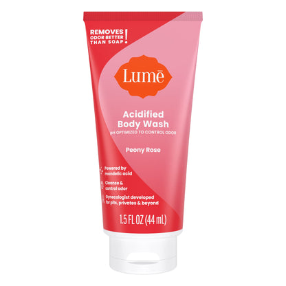 Lume Acidified Body Wash 5 Pack Minis – 24 Hour Odor Control, SLS & Paraben Free