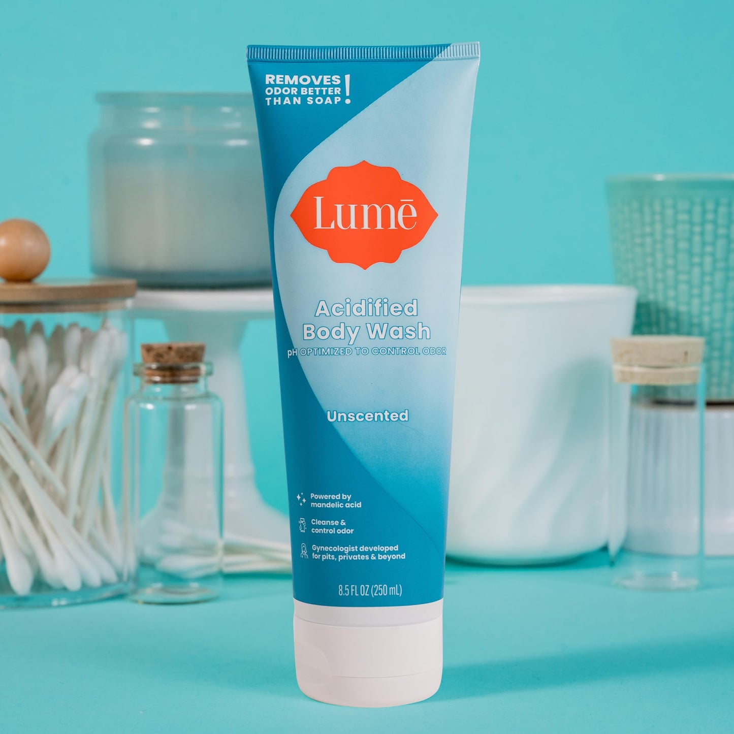 Lume Acidified Body Wash - 24 Hour Odor Control - Unscented, SLS/SLES and Paraben Free | 8.5 oz (Pack of 2)