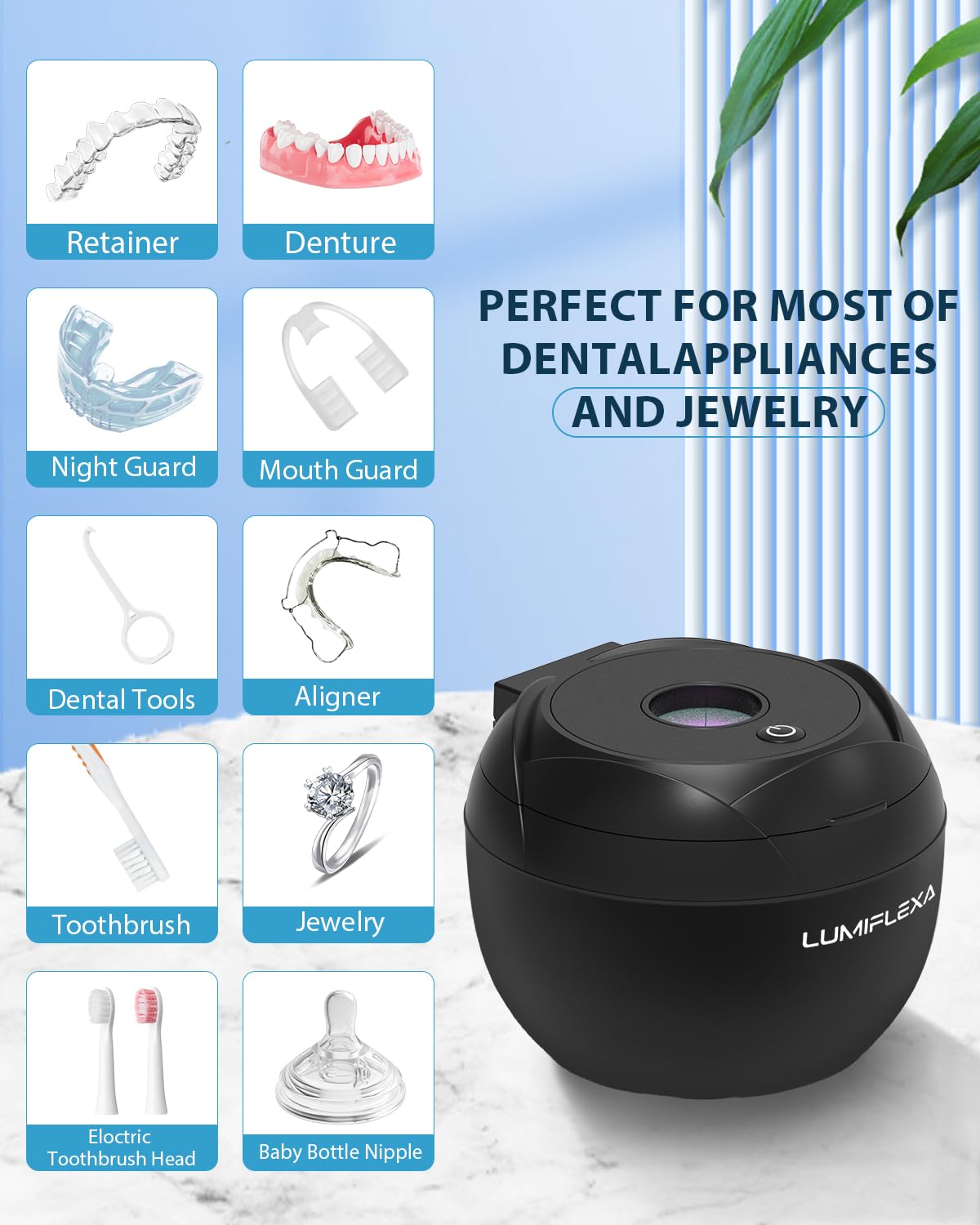 Lumiflexa Ultrasonic Retainer Cleaner 45kHz - 4 Modes, 200ml (Black)