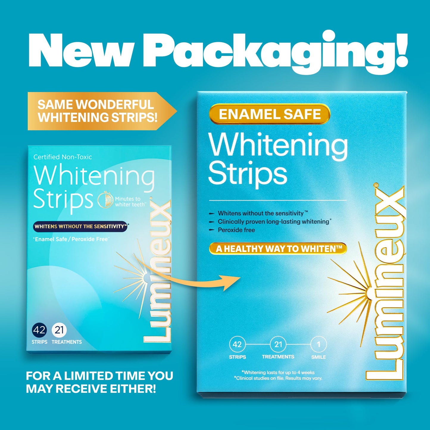 Lumineux Whitening Duo Set – Peroxide Free, Enamel Safe, 21 Treatments + 2 Fluoride-Free Toothpaste