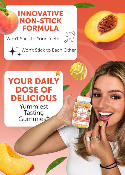 Lunakai USA Calcium Gummies with Magnesium, Zinc, Vitamin D3 & K2 – 60ct