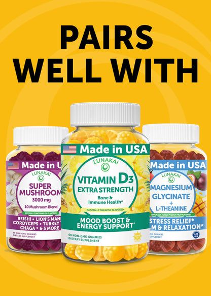 Lunakai USA Made Turmeric Gummies with Ginger & BioPerine – High Absorption, Joint & Immune Support (60ct)