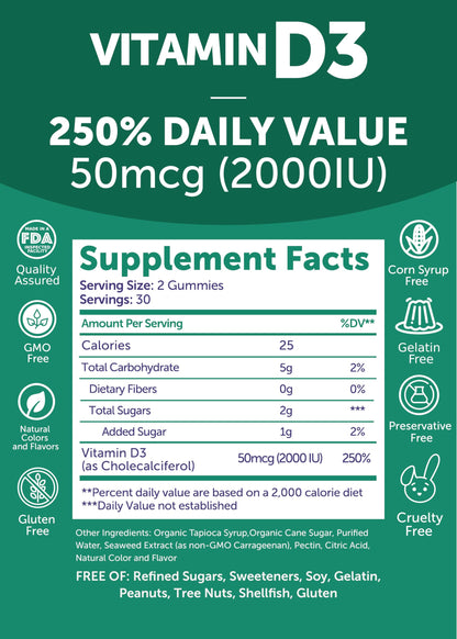 Lunakai Vitamin D3 2000IU & Vitamin B12 Gummies Bundle – Energy, Mood & Immunity Support (30 Days)